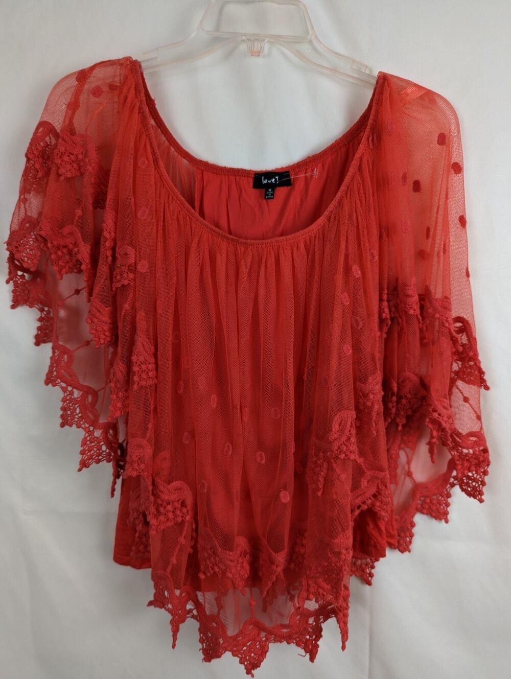 Love J TA17071 RN#109195 Red Blouse Shirt Medium Fairy Romantic